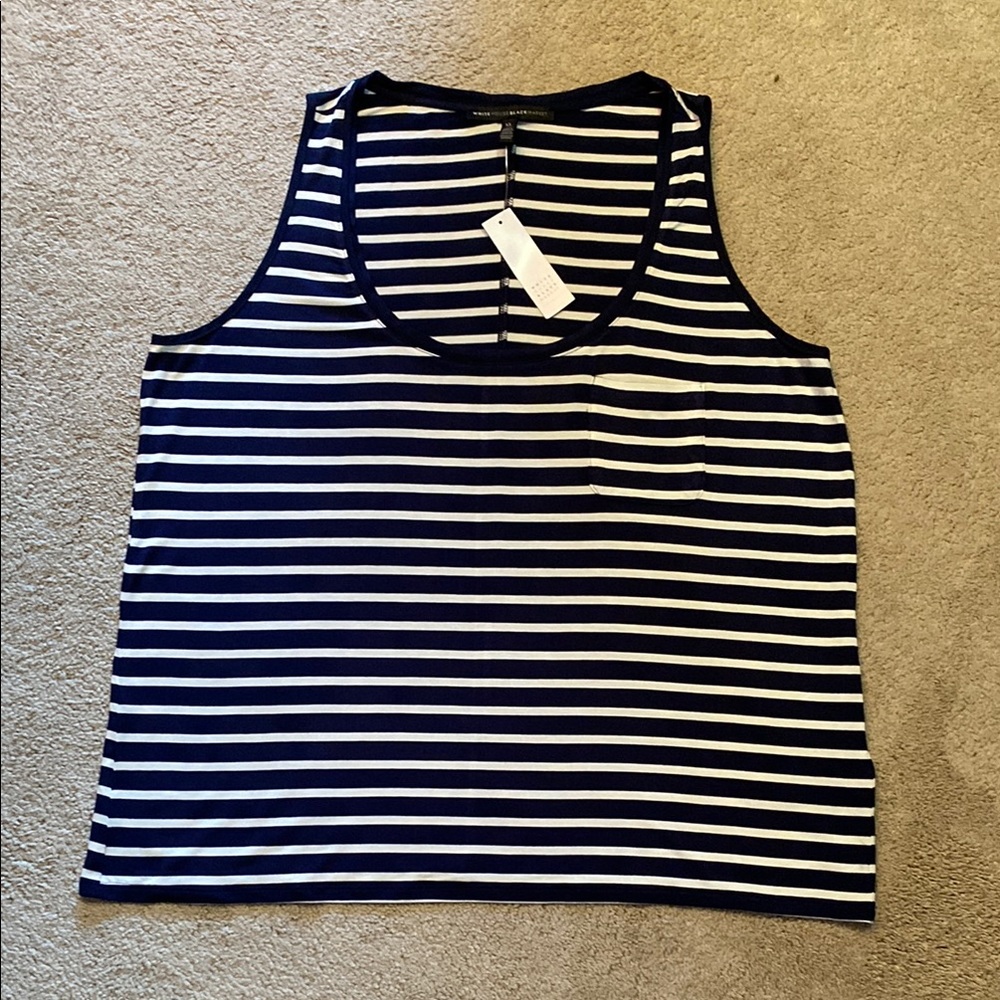 New! Navy and White Striped Women's Tank Top